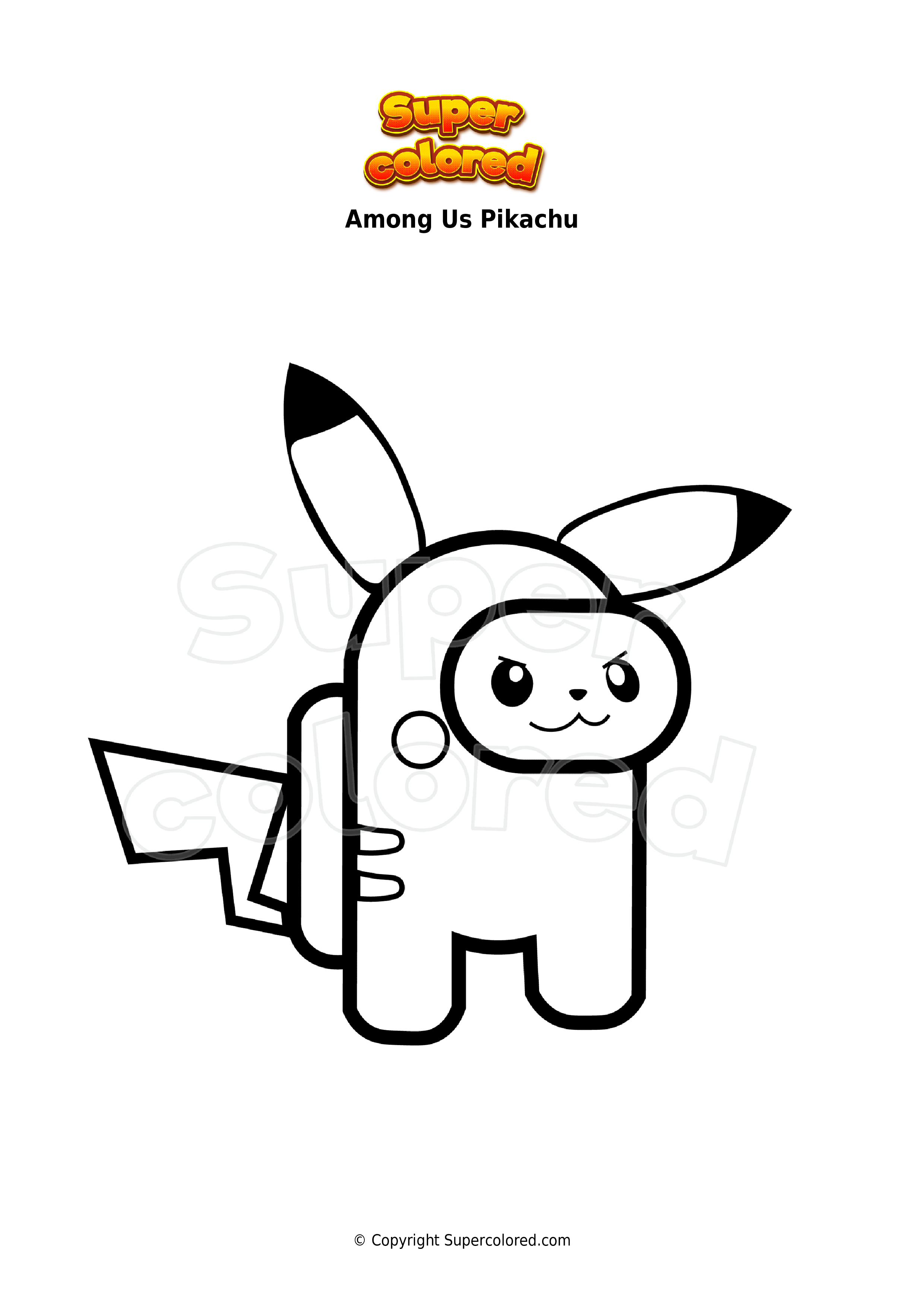 coloring page among us pikachu supercolored com