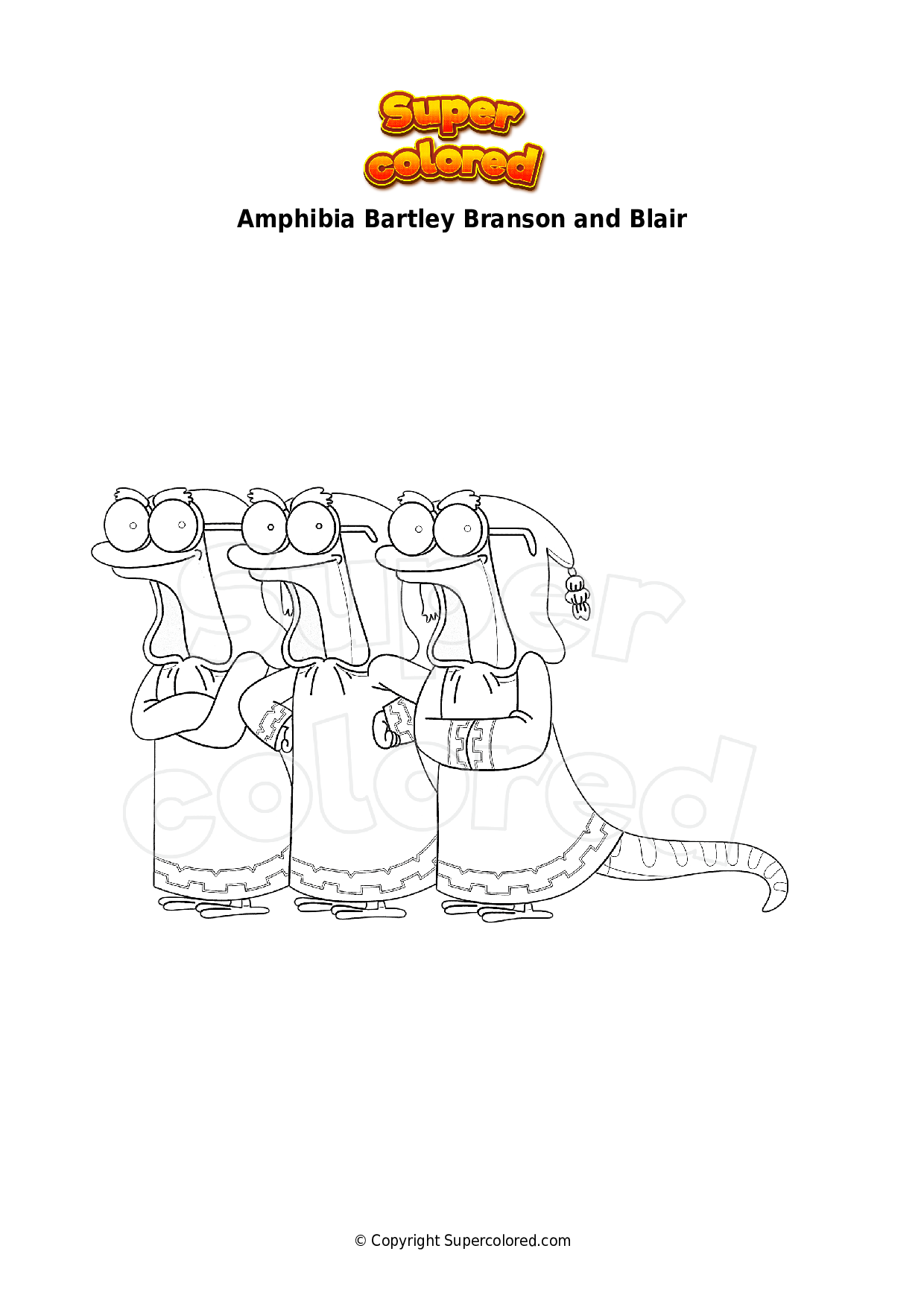 Coloring page Amphibia Bartley Branson and Blair - Supercolored.com