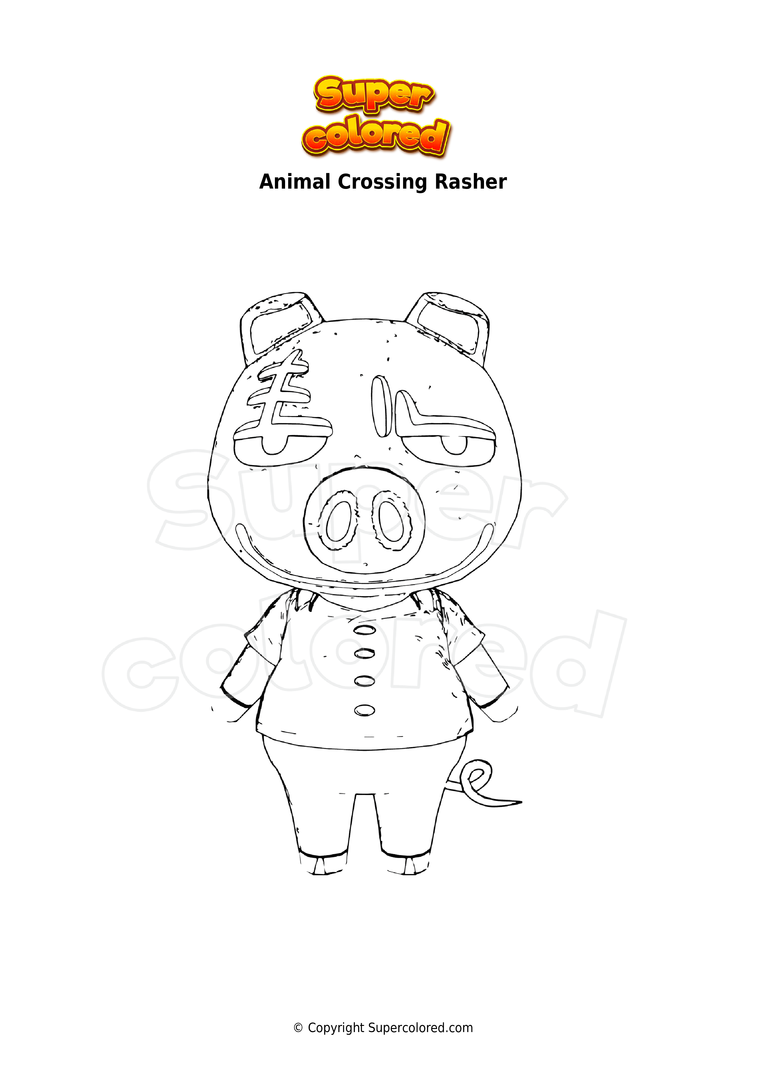 Coloring page Animal Crossing Rasher 