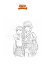 Coloring page Astrid and Hiccup in How to Train Your Dragon