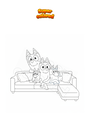 Coloring page Bluey and the family on the couch