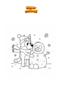 Coloring page Bluey builds a snowman