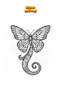 Coloring page Butterfly with very long tail Mandala Zentangle