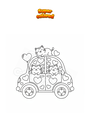 Coloring page Car with hearts and kittens