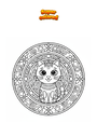 Coloring page Cat Mandala Zentangle