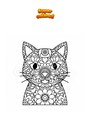 Coloring page Cat Mandala Zentangle