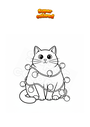 Coloring page Cat with Christmas lights