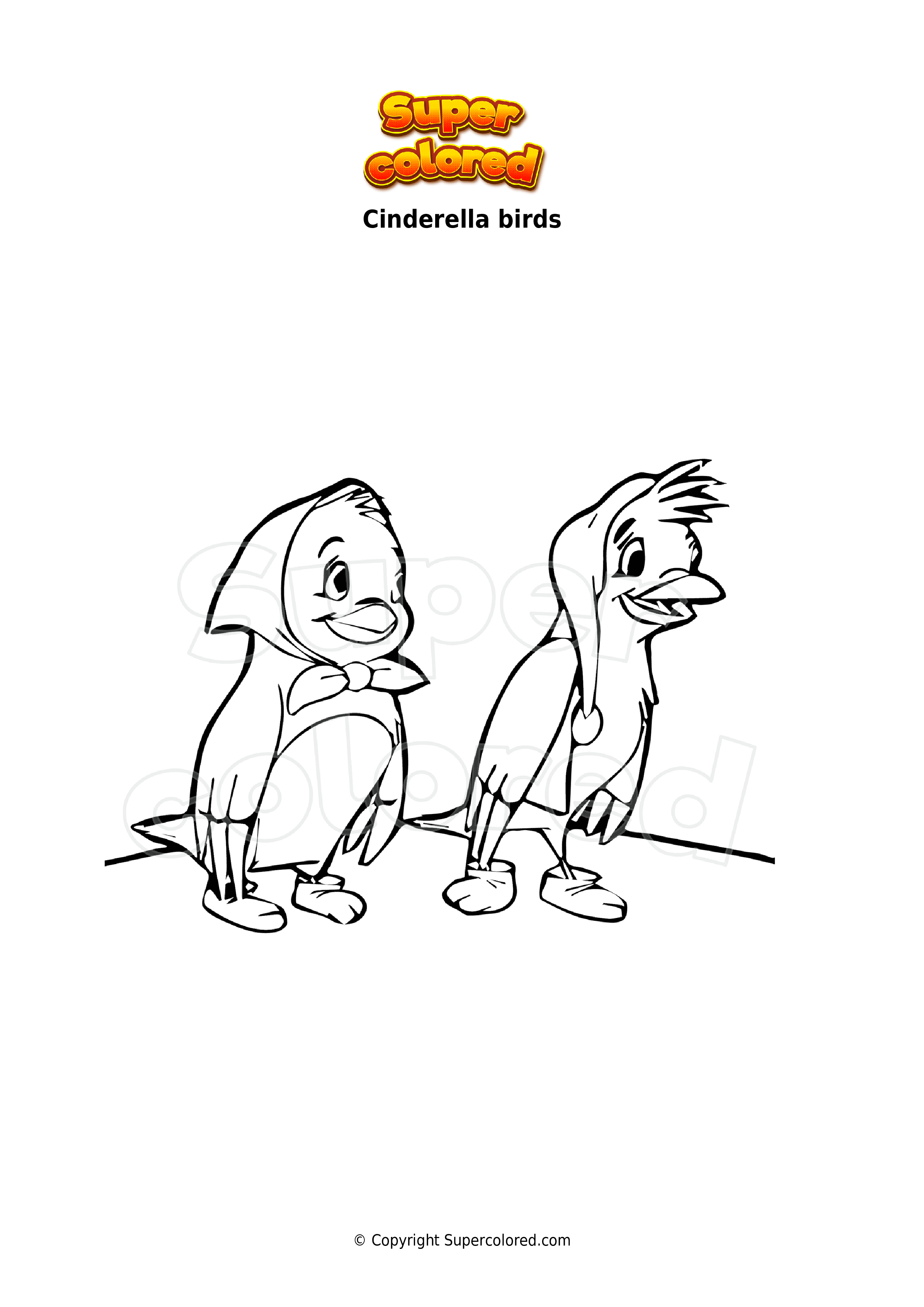 cinderella birds coloring pages