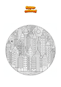 Coloring page City with Skyscrapers Mandala Zentangle