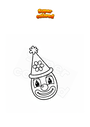 Coloring page Clown mask with hat and flower