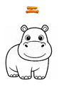 Coloring page Cute hippo