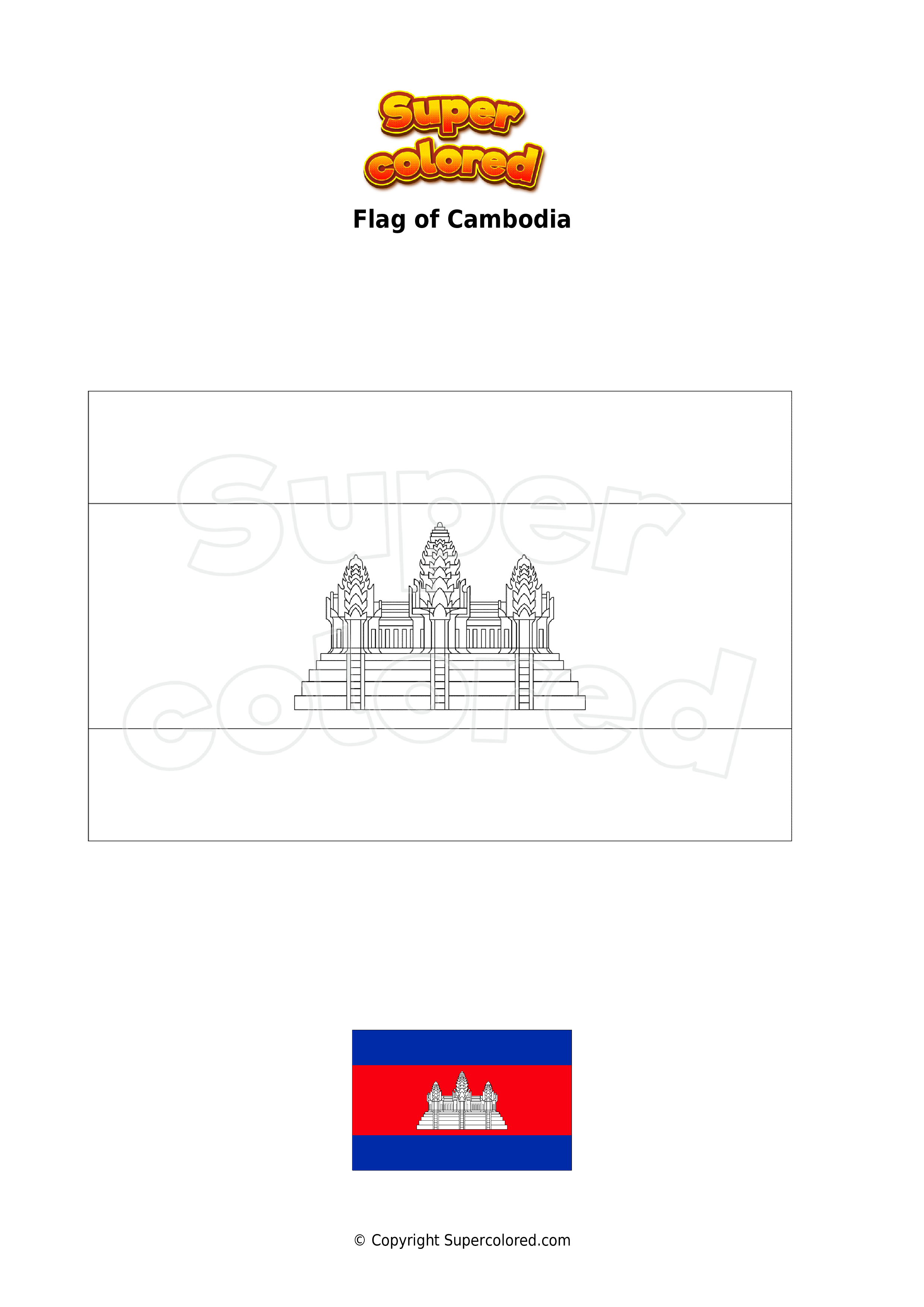 Cambodia Flag Coloring Page