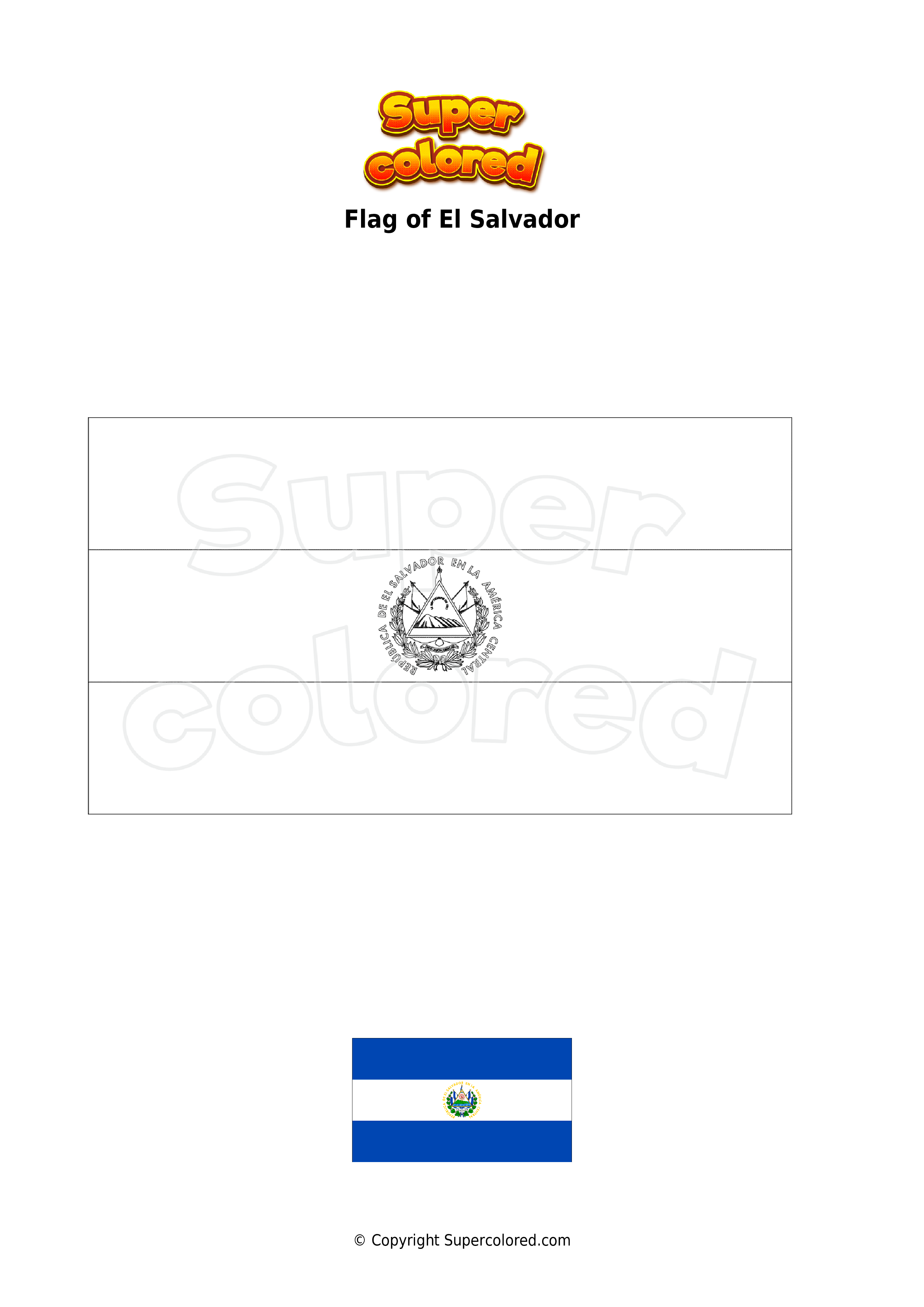 Coloring page Flag of El Salvador - Supercolored.com