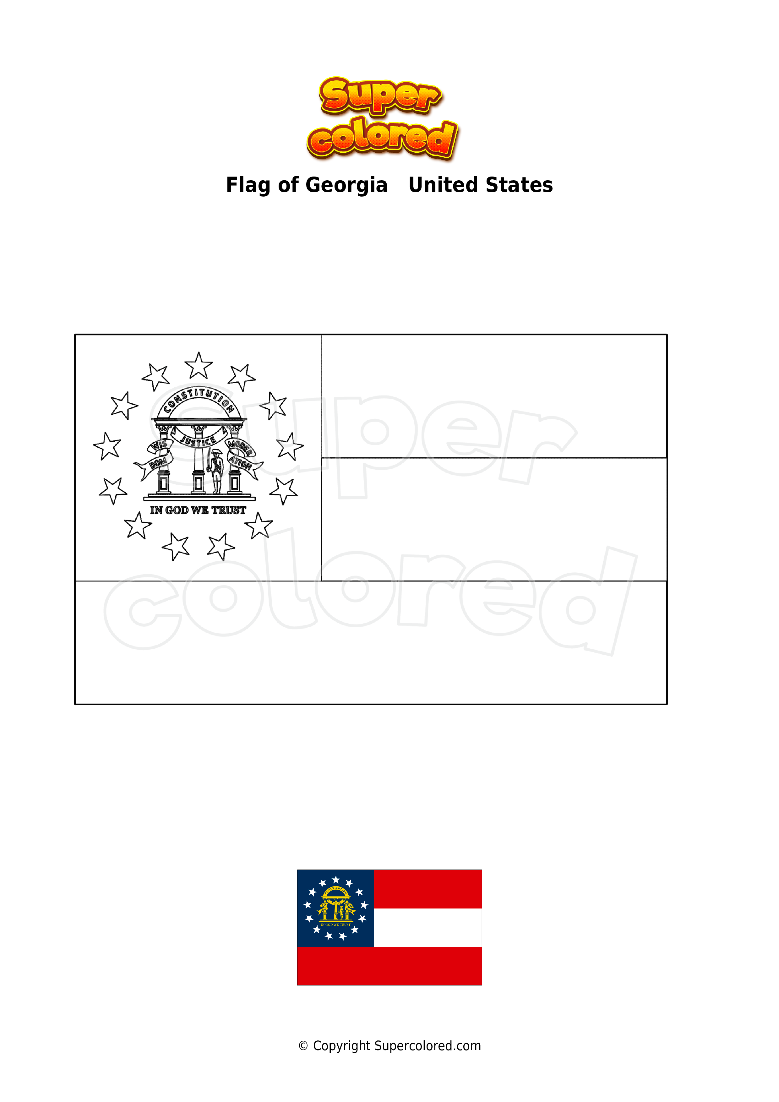 Georgia State Flag Coloring Page