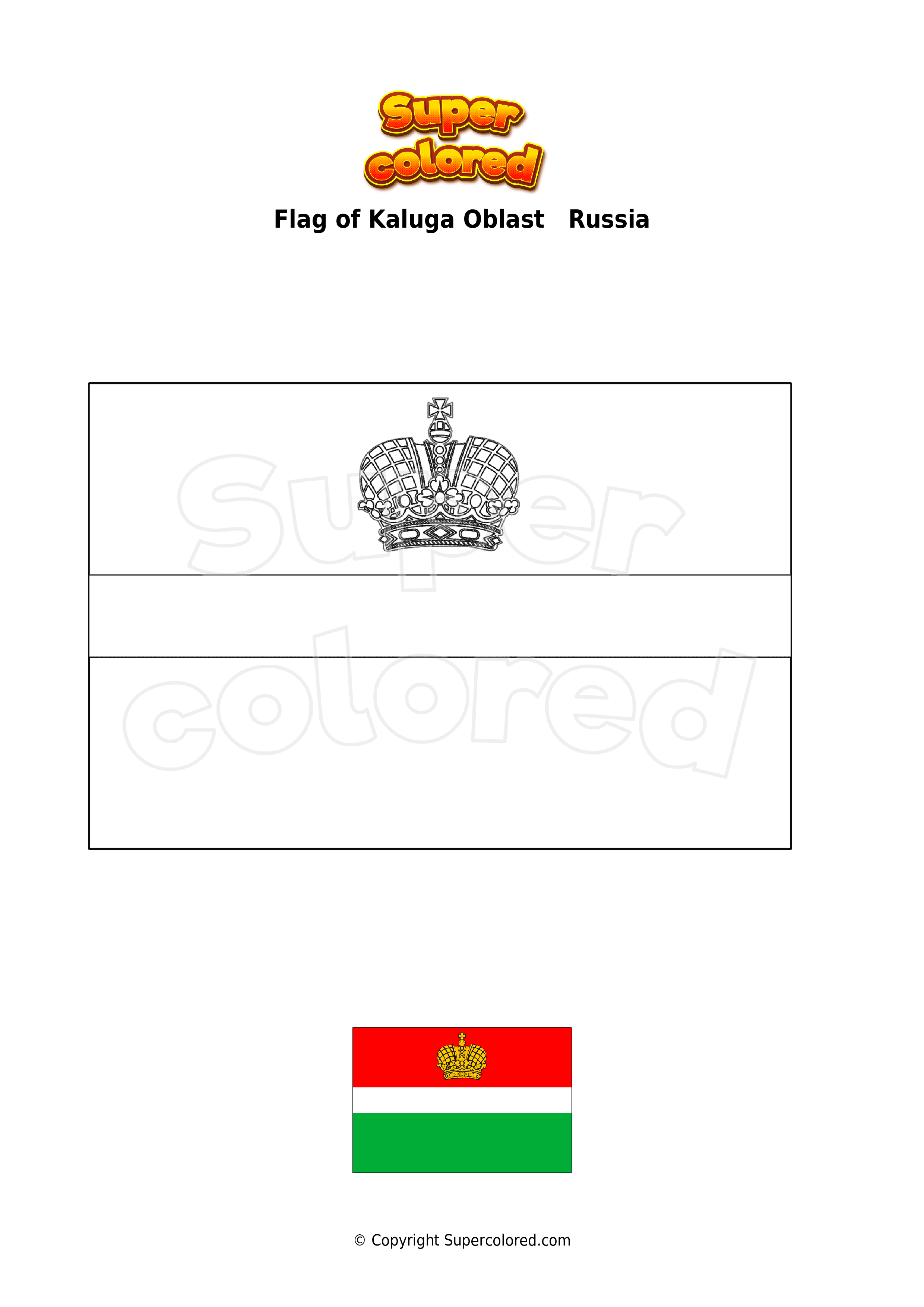 Coloring page Flag of Kaluga Oblast Russia - Supercolored.com