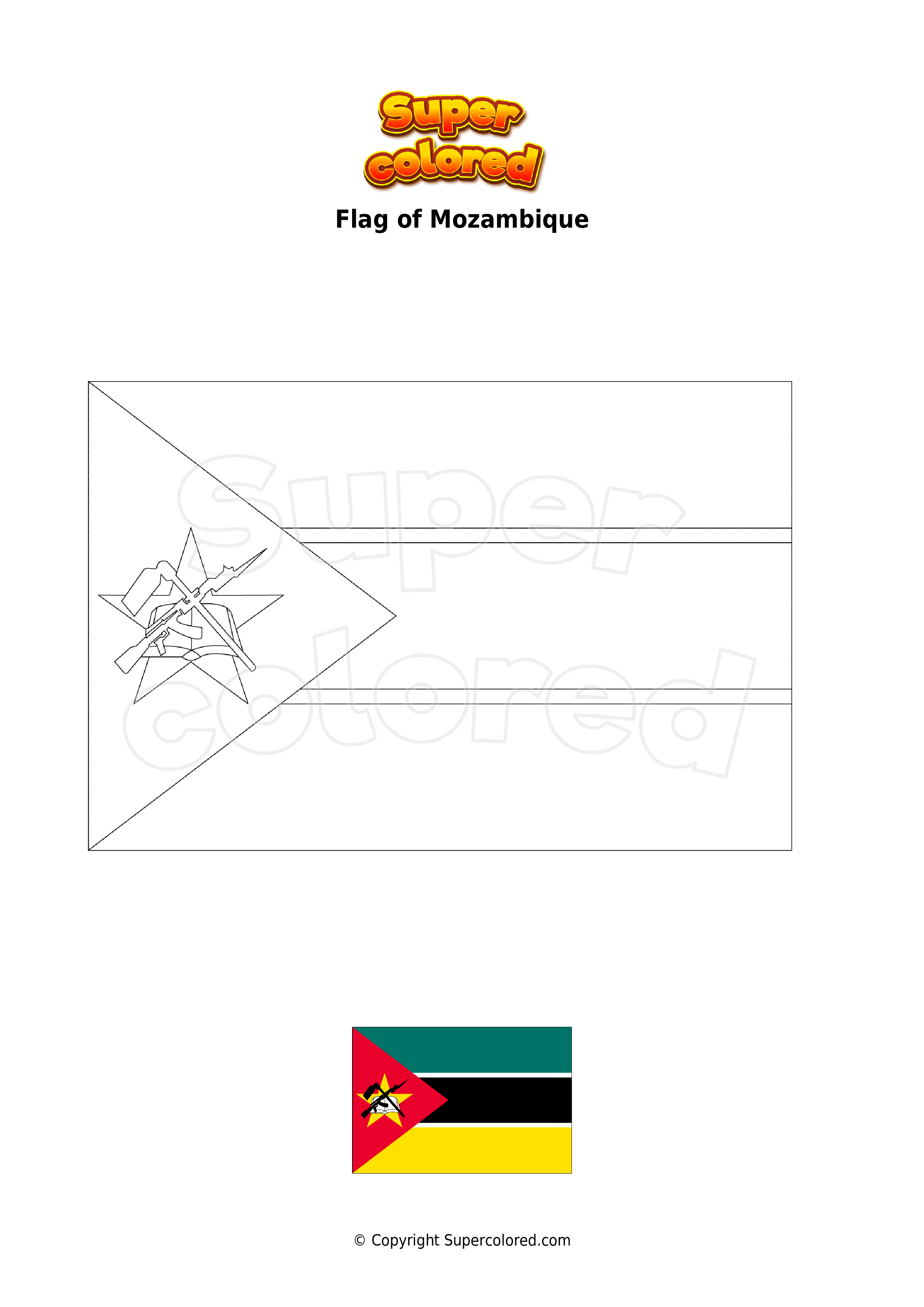 Coloring Page Flag Of Mozambique