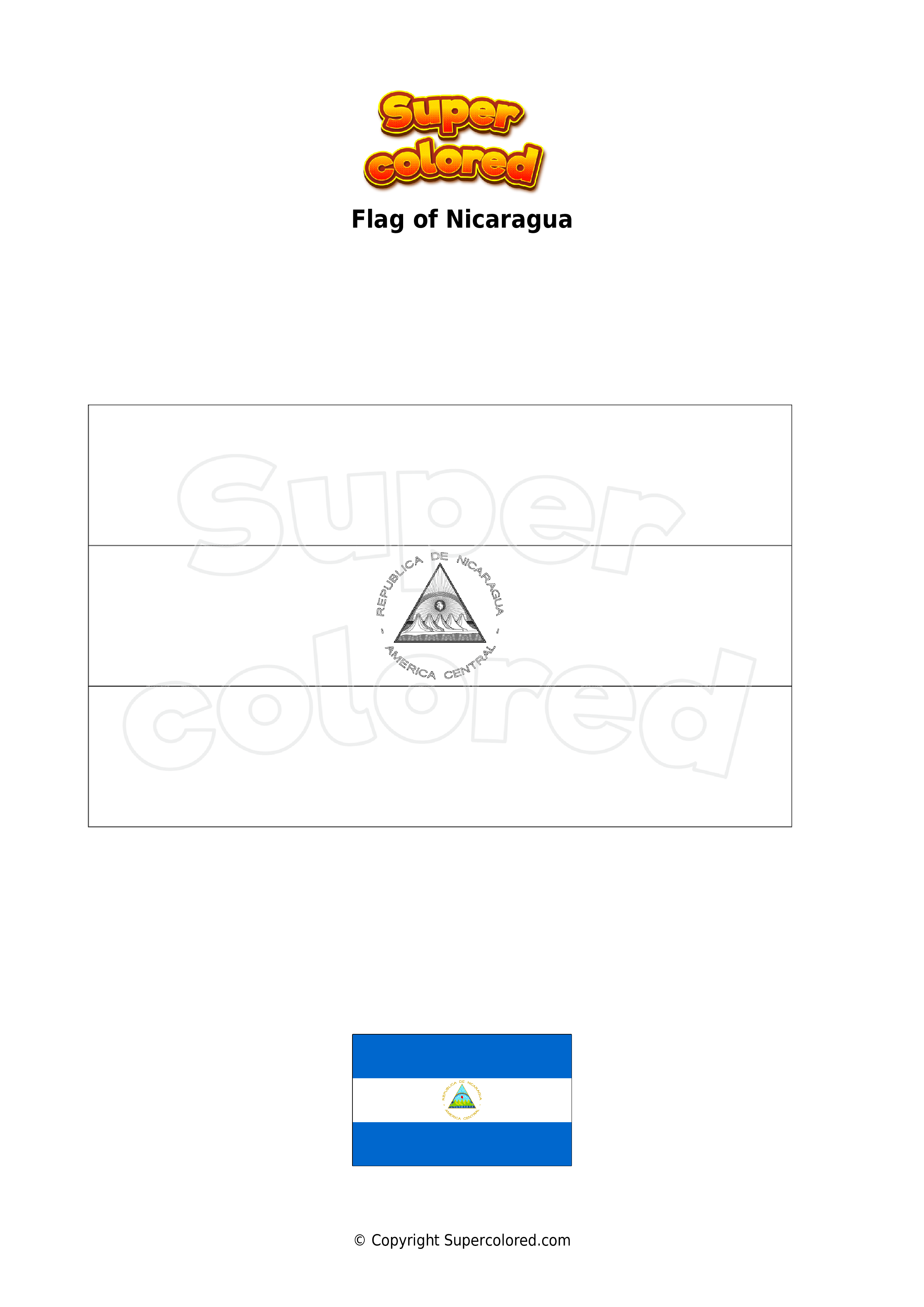 Coloring page Flag of Nicaragua - Supercolored.com