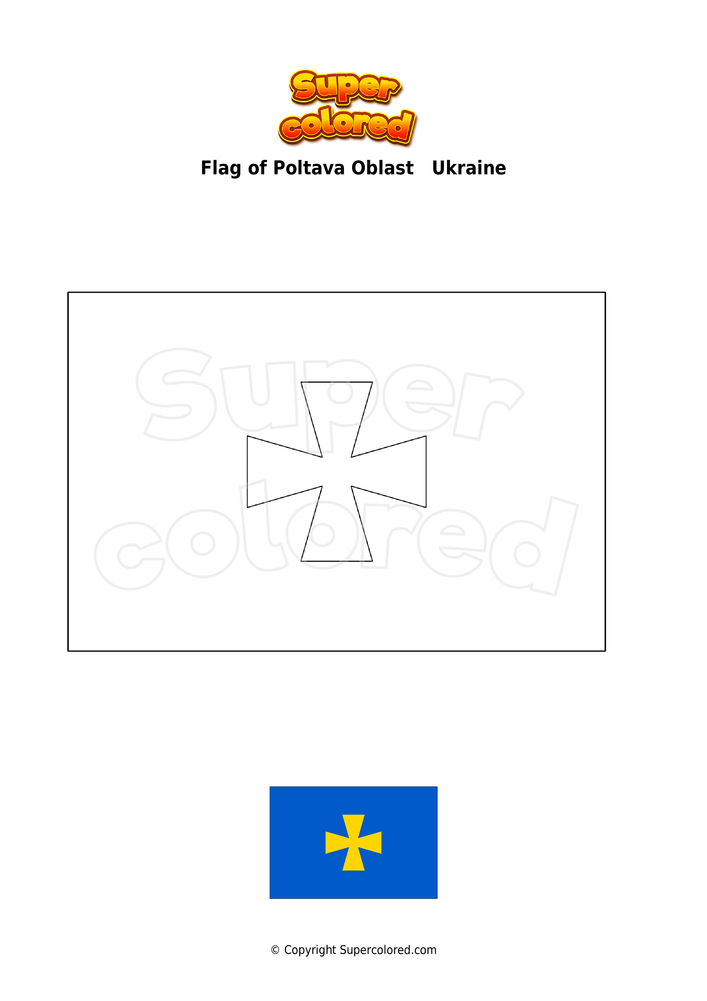 Coloring Page Flag Of Poltava Oblast Ukraine Supercolored