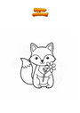 Coloring page Fox with flower