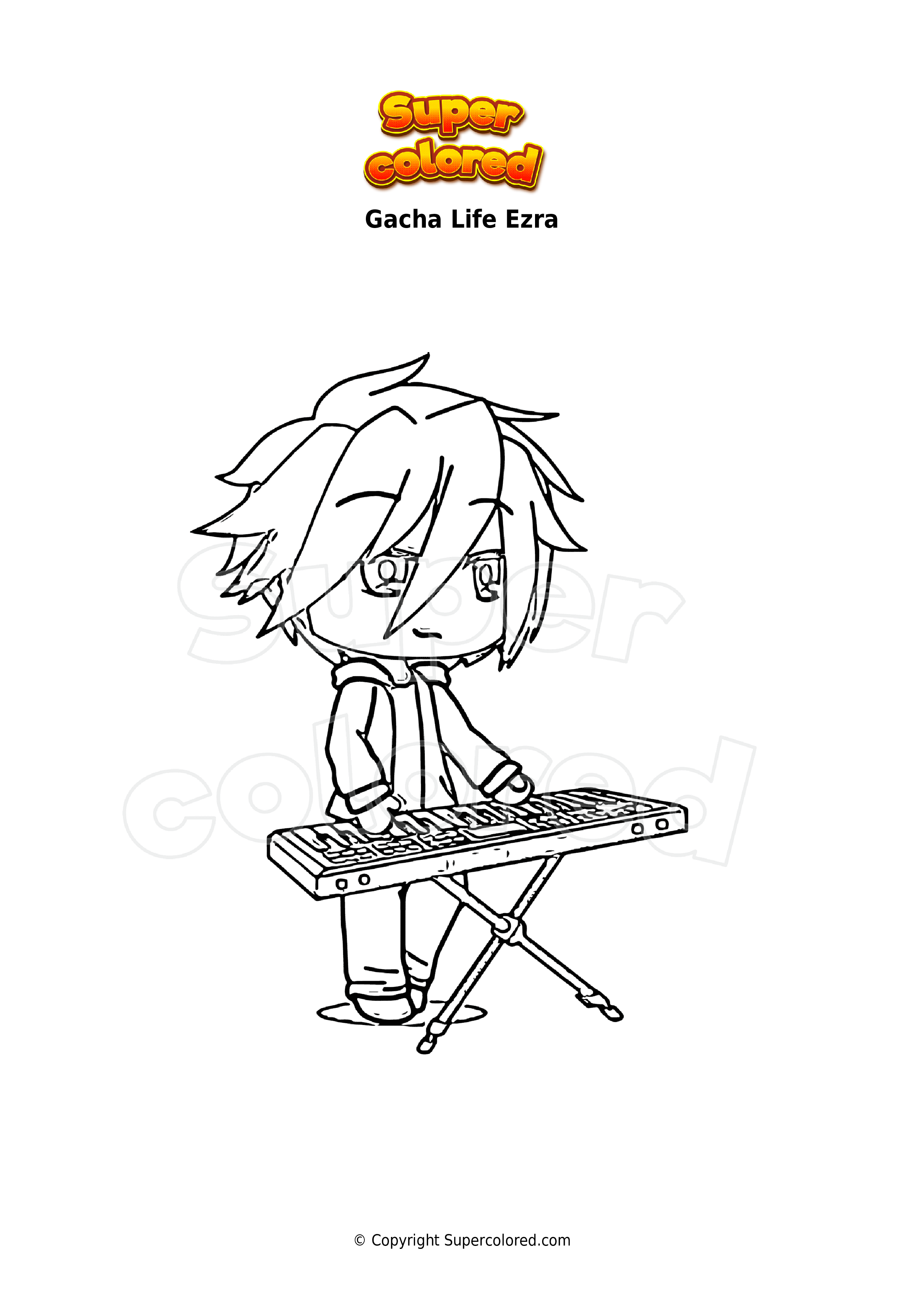 Coloring page Gacha life Turquoise Boy