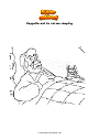 Coloring page Geppetto and his cat are sleeping