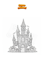 Coloring page Haunted Castle Mandala Zentangle