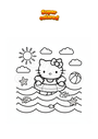 Coloring page Hello Kitty at the beach