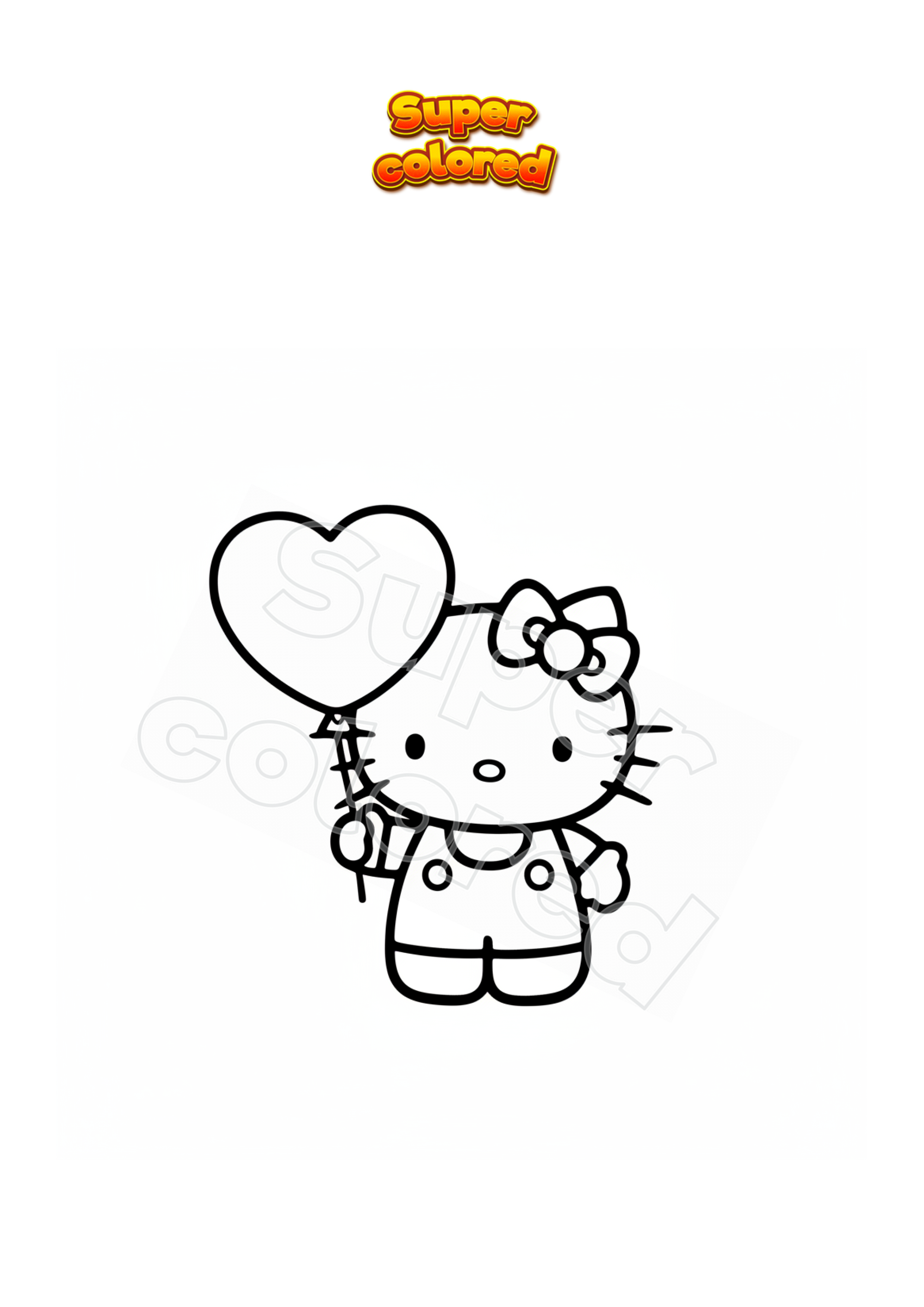 Coloring page Hello Kitty with heart