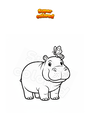 Coloring page Hippopotamus with butterfly