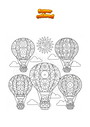 Coloring page Hot Air Balloons Mandala Zentangle