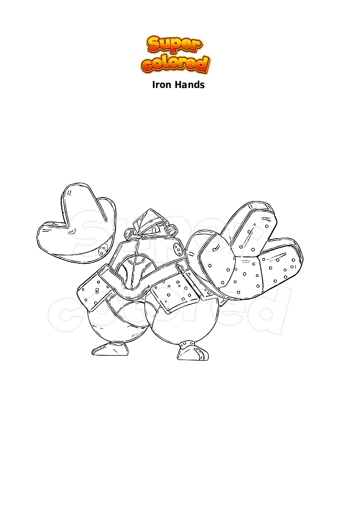 Iron Hands Coloring Page To Print Pokemon Ready For Download