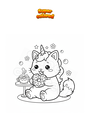 Coloring page Kawaii unicorn cat eating