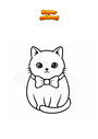 Coloring page Kitten with bow tie