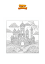 Coloring page Landscape with castle Mandala Zentangle