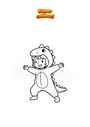 Coloring page Little girl disguised as a dinosaur