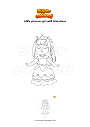 Coloring page Little princess girl with blue dress