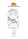 Coloring page Little princess girl with little bird