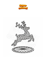 Coloring page Little Reindeer Jumping Mandala Zentangle
