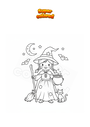 Coloring page Little witch disguise