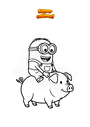Coloring page Minion rides a pig