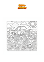 Coloring page Monster car with sea waves