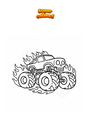 Coloring page Monster car with skull and flames