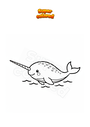 Coloring page Narwhal swimming