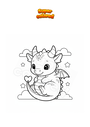 Coloring page Newborn dragon with horns