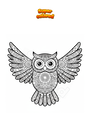 Coloring page Owl with Open Wings Mandala Zentangle
