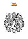 Coloring page Peacock Mandala Zentangle