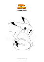 Coloring page Pikachu sitting
