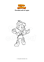 Coloring page Pinocchio with an apple