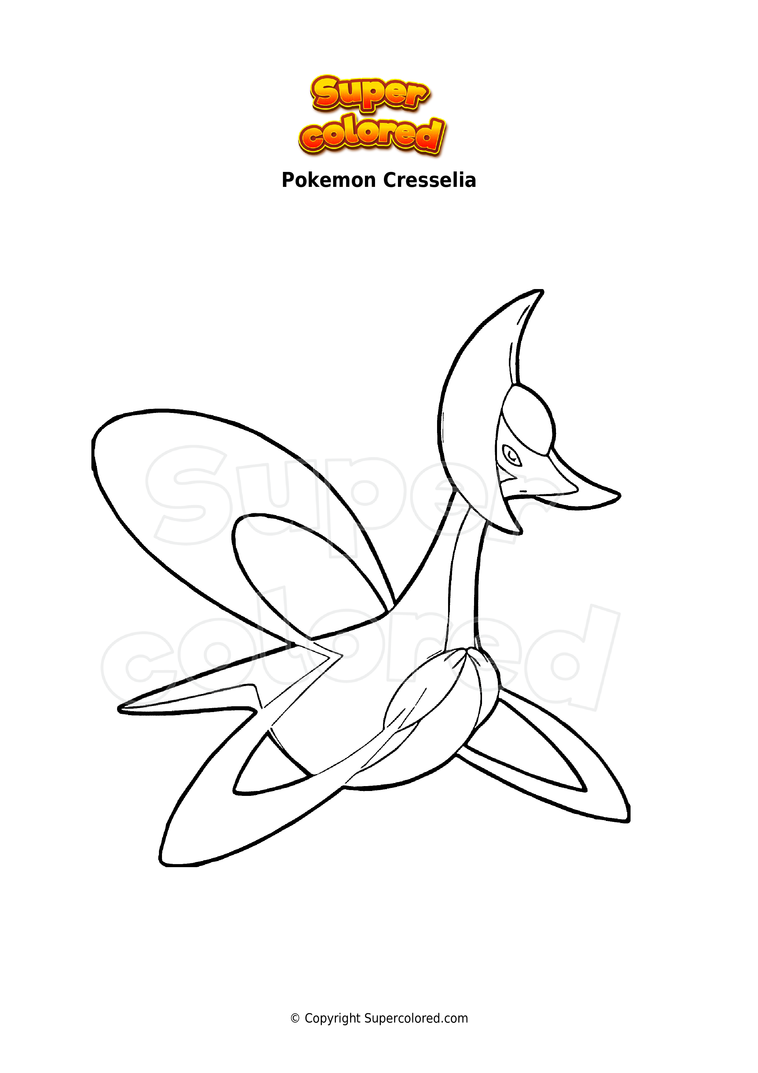 Cresselia Pokemon Coloring Page - Pokemon Drawing Easy
