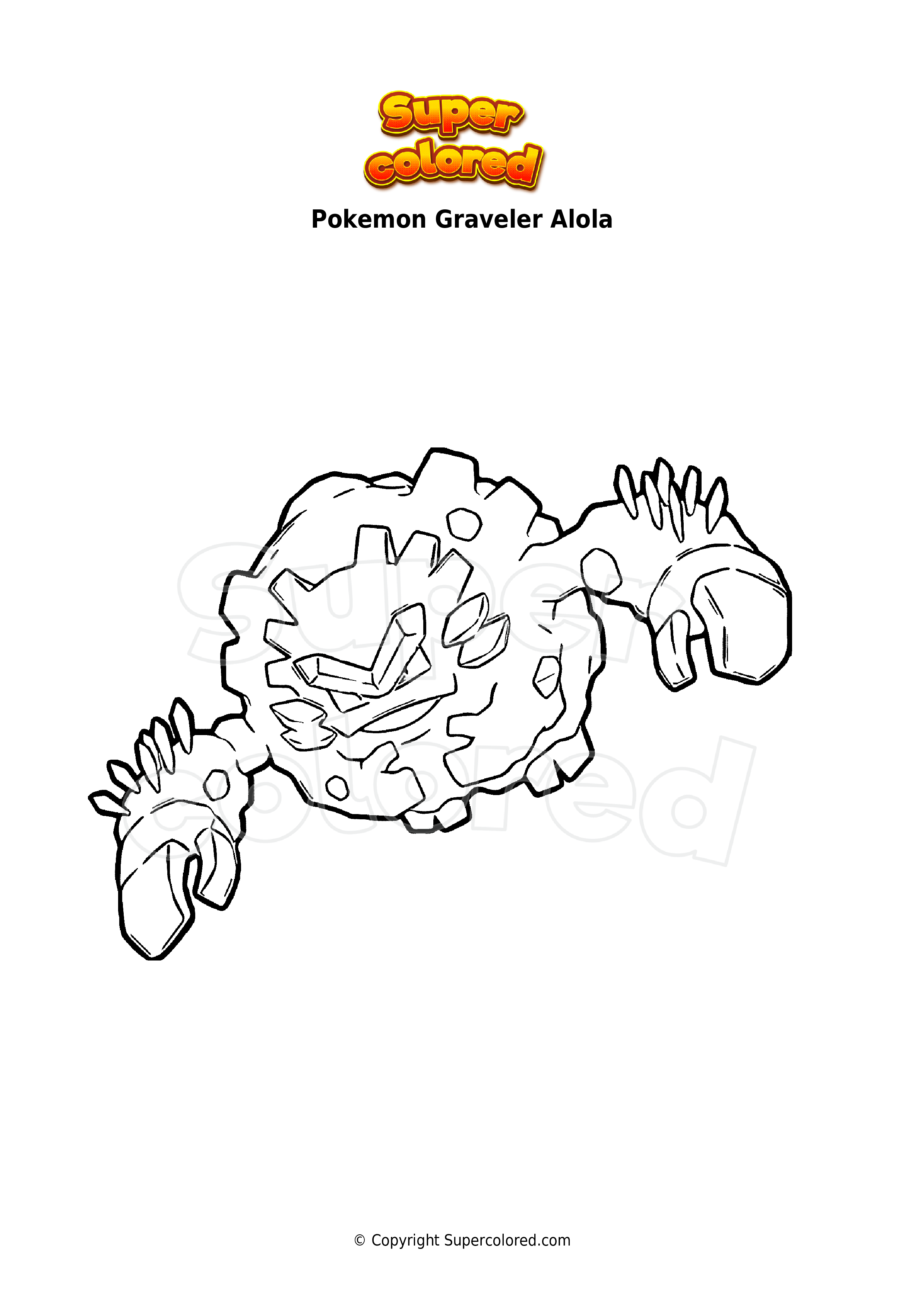 Coloring page Pokemon Graveler Alola - Supercolored.com